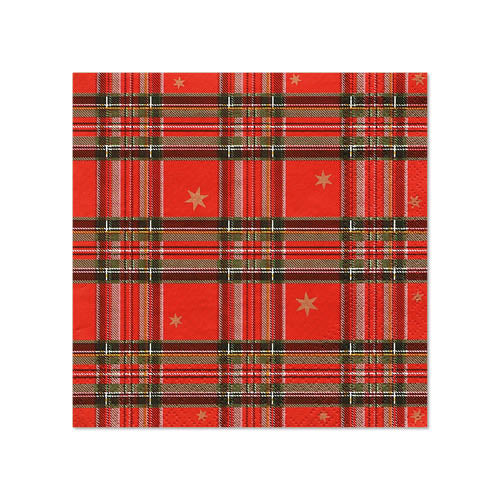 20 Servietten, 3-lagig 1/4-Falz 25 cm x 25 cm "Tartan"