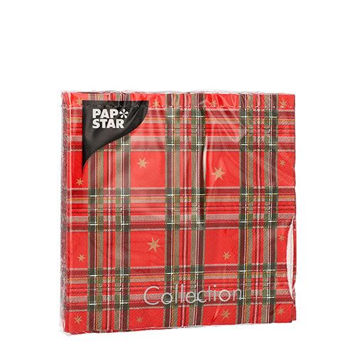 20 Servietten, 3-lagig 1/4-Falz 25 cm x 25 cm "Tartan"