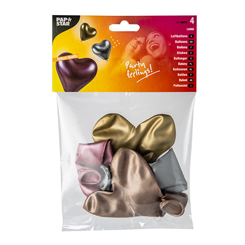 4 Luftballons Ø 28 cm farbig sortiert "Glossy Heart" large
