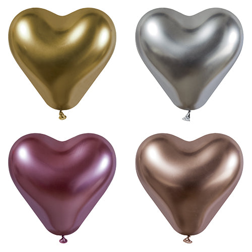 4 Luftballons Ø 28 cm farbig sortiert "Glossy Heart" large
