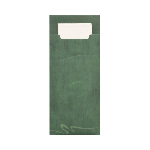 520 Bestecktaschen 20 cm x 8,5 cm dunkelgrün inkl. weißer Serviette