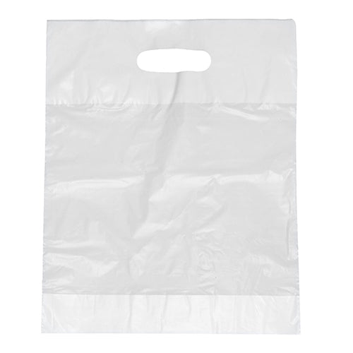 100 Griffloch-Tragetaschen, HDPE 50 cm x 45 cm x 8 cm weiss