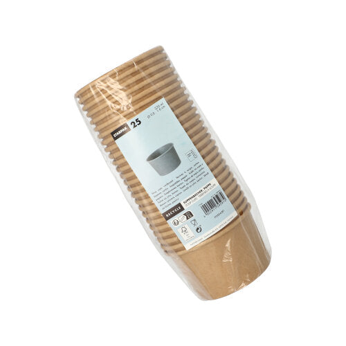 25 Suppenbecher, Pappe rund 230 ml Ø 9,8 cm · 6 cm braun