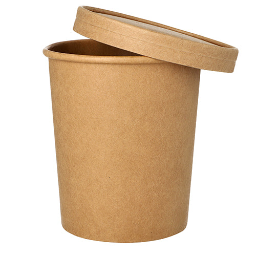 25 Suppenbecher, Pappe rund 940 ml Ø 11,5 cm · 13 cm braun