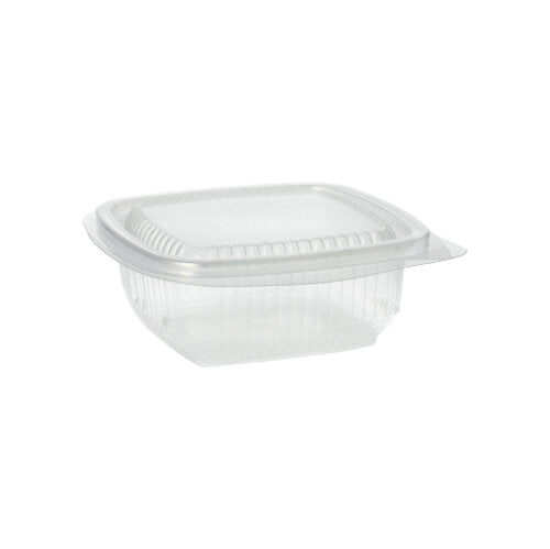 100 Verpackungsbecher mit Klappdeckeln, PP rechteckig 250 ml 4,4 cm x 11,5 cm x 12 cm transparent
