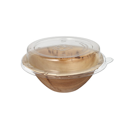 10 Schalen, Palmblatt rund 300 ml Ø 15 cm · 8,3 cm mit rPET Deckel "Kombipack"