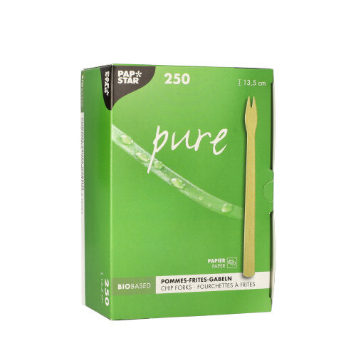 250 Pommes-Frites-Gabeln, Papier "pure" 13,5 cm braun