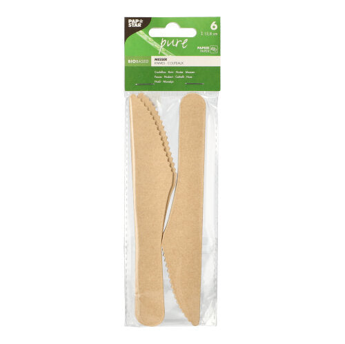 6 Messer, Papier "pure" 15,8 cm natur