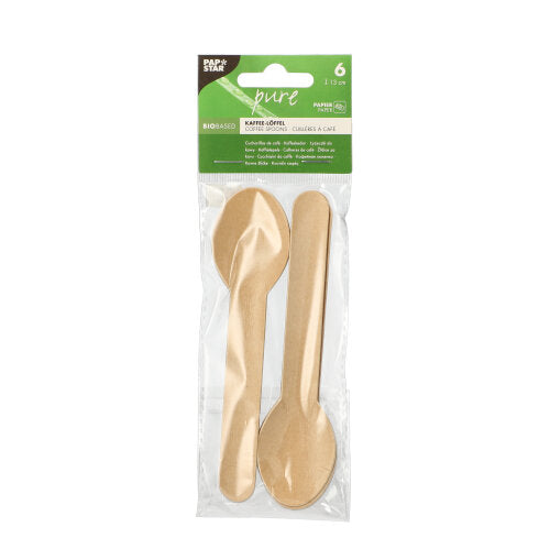 6 Kaffeelöffel, Papier "pure" 13 cm natur