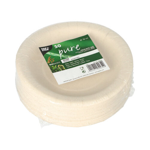 50 Teller, Agrarreste "pure" rund Ø 18 cm weiss