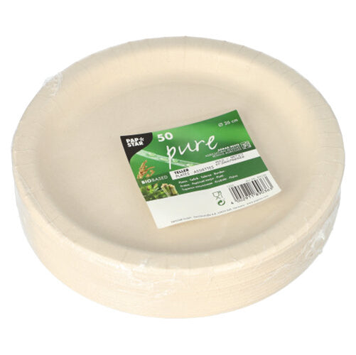 50 Teller, Agrarreste "pure" rund Ø 26 cm weiss