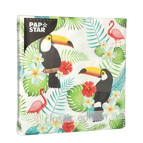 20 Servietten, 3-lagig 1/4-Falz 33 cm x 33 cm "Toucans"
