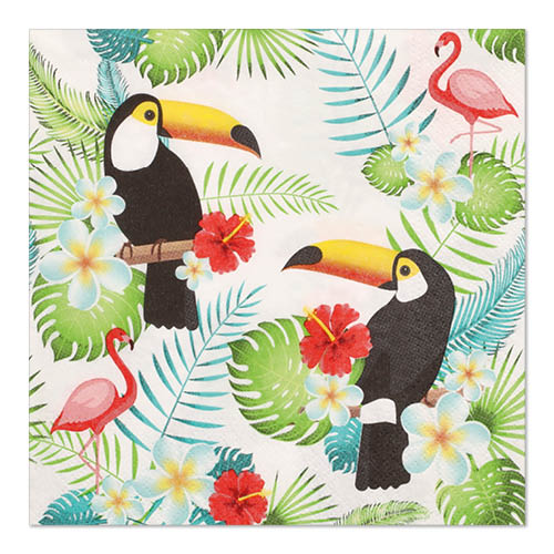 20 Servietten, 3-lagig 1/4-Falz 33 cm x 33 cm "Toucans"