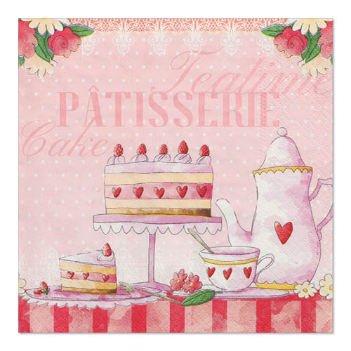 20 Servietten, 3-lagig 1/4-Falz 33 cm x 33 cm "Patisserie"