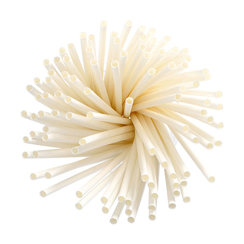 100 Trinkhalme, Papier Ø 6 mm · 20 cm weiss