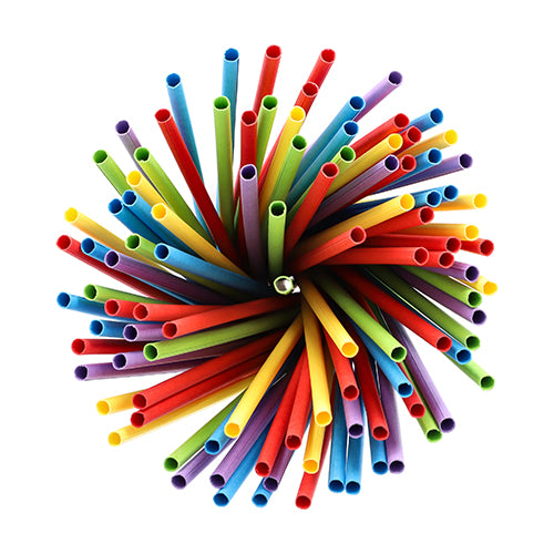 100 Trinkhalme, Papier Ø 6 mm · 20 cm farbig sortiert