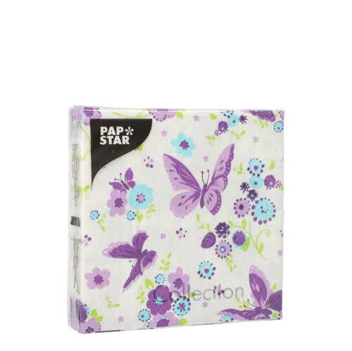 20 Servietten, 3-lagig 1/4-Falz 25 cm x 25 cm "Beautiful Butterfly"