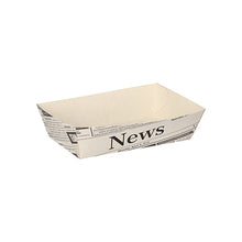 Lade das Bild in den Galerie-Viewer, 50 Pommes-Frites-Trays 3,5 cm x 7 cm x 12 cm weiss &quot;Newsprint&quot;
