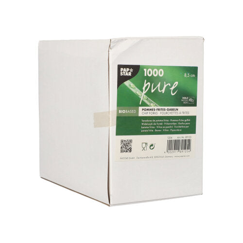 1000 Pommes-Frites-Gabeln, Holz "pure" 8,5 cm