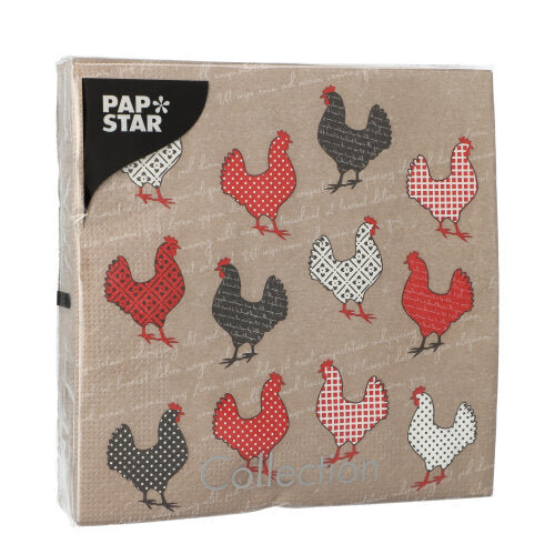20 Servietten, 3-lagig 1/4-Falz 33 cm x 33 cm "Cocotte"