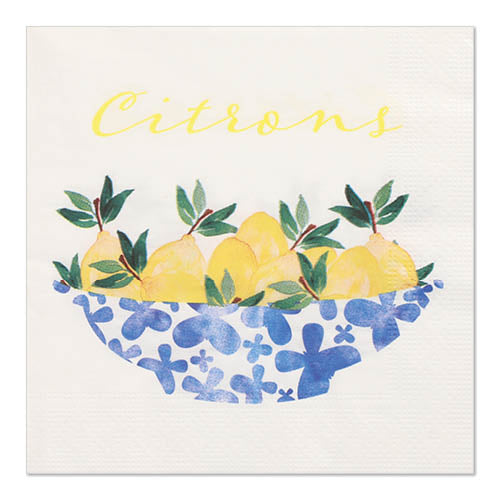 20 Servietten, 3-lagig 1/4-Falz 33 cm x 33 cm "Citrons"
