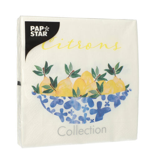 20 Servietten, 3-lagig 1/4-Falz 33 cm x 33 cm "Citrons"