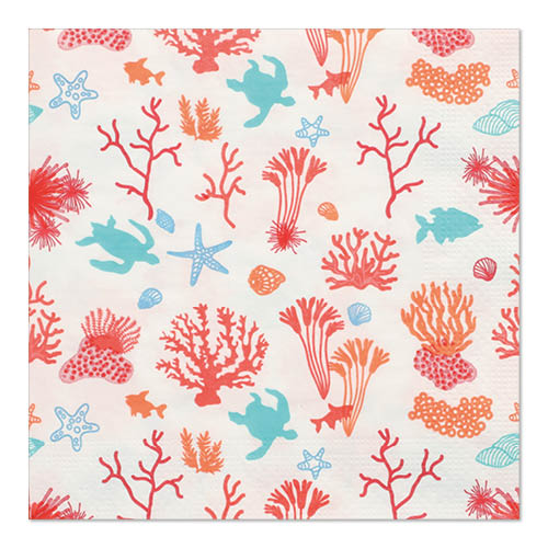 20 Servietten, 3-lagig 1/4-Falz 33 cm x 33 cm "Under the Sea"