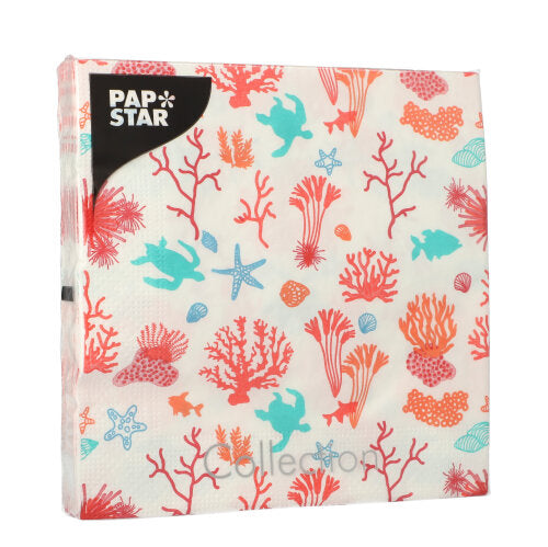 20 Servietten, 3-lagig 1/4-Falz 33 cm x 33 cm "Under the Sea"