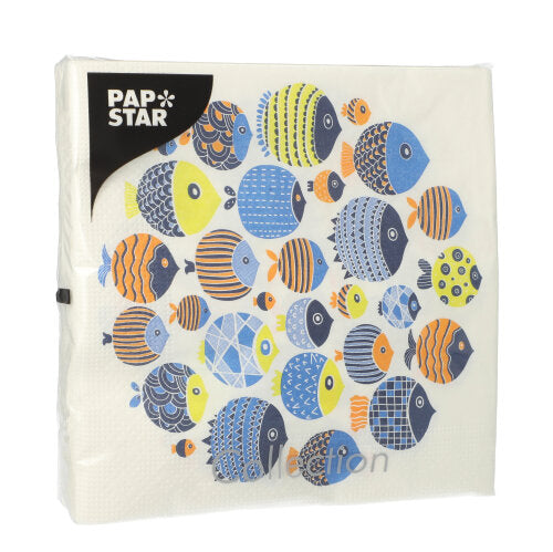 20 Servietten, 3-lagig 1/4-Falz 33 cm x 33 cm "Nemo"