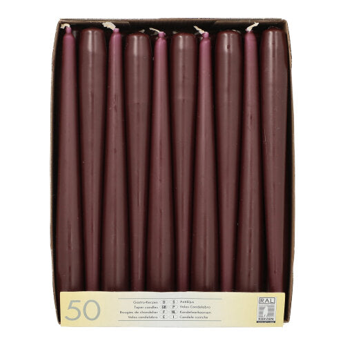50 Leuchterkerzen Ø 2,2 cm · 25 cm beere