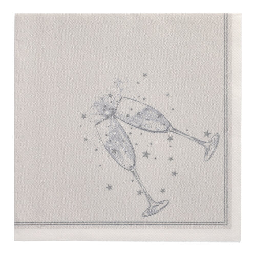 20 Servietten "ROYAL Collection" 1/4-Falz 40 cm x 40 cm silber "Festivity"