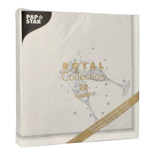 20 Servietten "ROYAL Collection" 1/4-Falz 40 cm x 40 cm silber "Festivity"