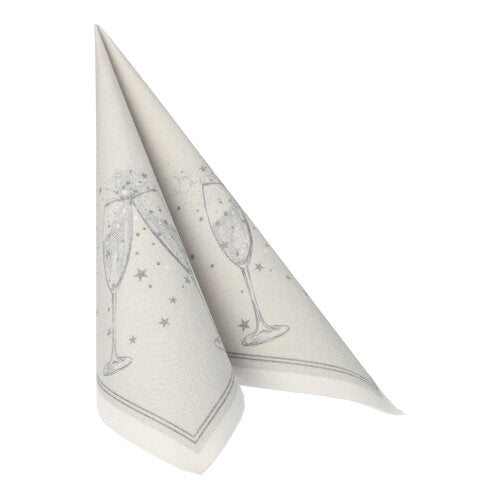 20 Servietten "ROYAL Collection" 1/4-Falz 40 cm x 40 cm silber "Festivity"