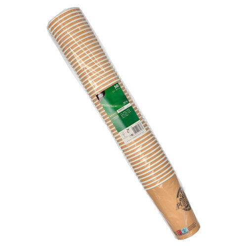50 Trinkbecher, Pappe 0,5 l Ø 9 cm · 15 cm braun "Pure Joy"