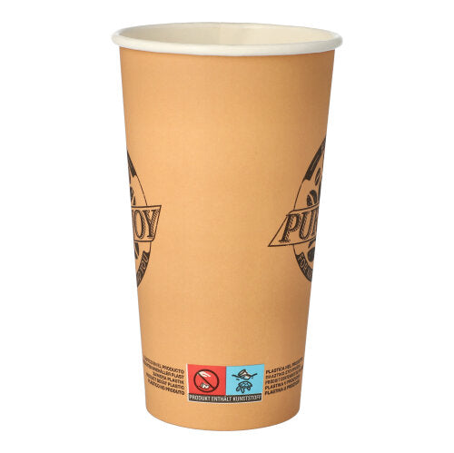 50 Trinkbecher, Pappe 0,5 l Ø 9 cm · 15 cm braun "Pure Joy"
