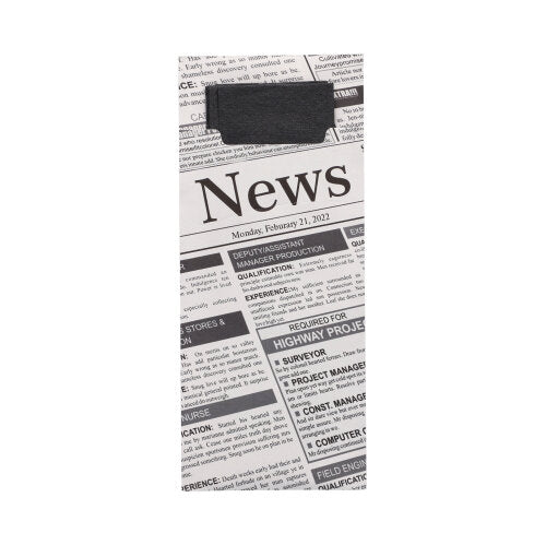 520 Bestecktaschen 20 cm x 8,5 cm schwarz/weiss "Newsprint" inkl. schwarzer Serviette