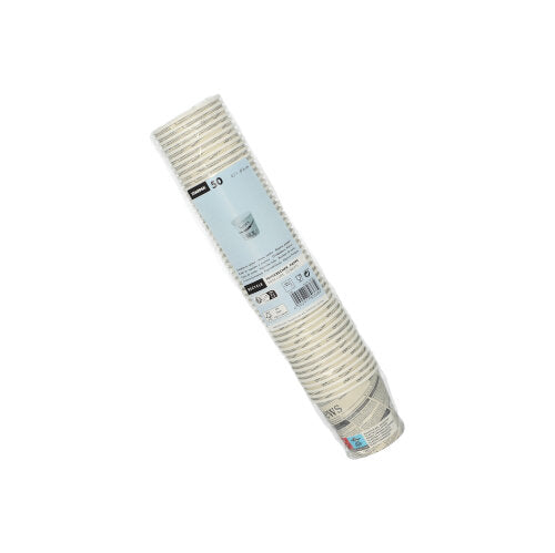 50 Trinkbecher, Pappe "To Go" 0,1 l Ø 6,3 cm · 6 cm weiss "Newsprint"