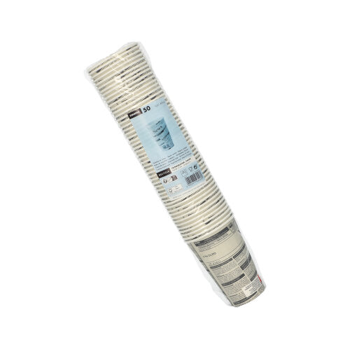 50 Trinkbecher, Pappe "To Go" 0,3 l Ø 8 cm · 11,7 cm weiss "Newsprint"