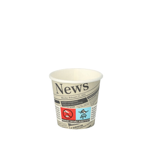50 Trinkbecher, Pappe "To Go" 5 cl Ø 5 cm · 5 cm weiss "Newsprint"