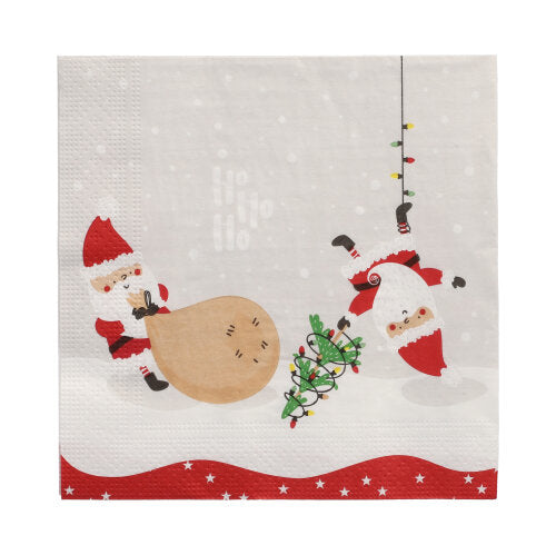 20 Servietten, 3-lagig 1/4-Falz 33 cm x 33 cm "Lutins de Noel"