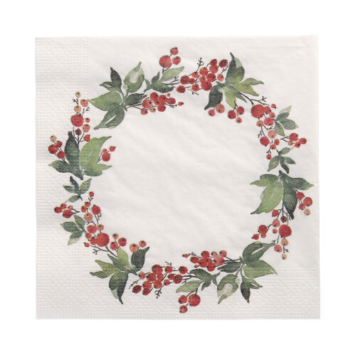 20 Servietten, 3-lagig 1/4-Falz 33 cm x 33 cm "Holly Crown"