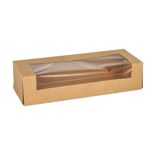 25 Sushi-Schalen, Pappe eckig 4,5 cm x 19,5 cm x 7 cm braun