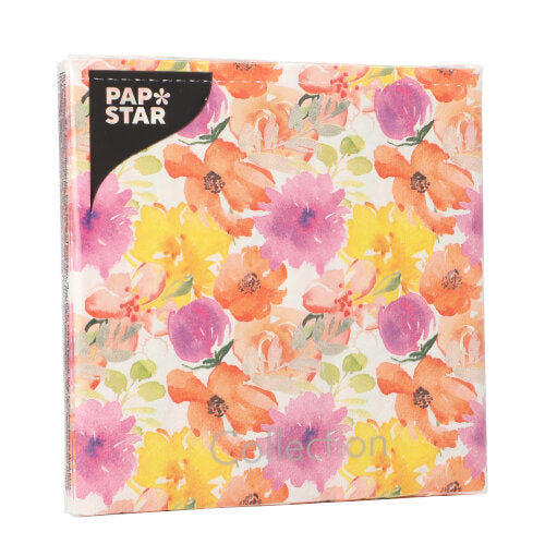 20 Servietten, 3-lagig 1/4-Falz 33 cm x 33 cm "Flowers Splendor"