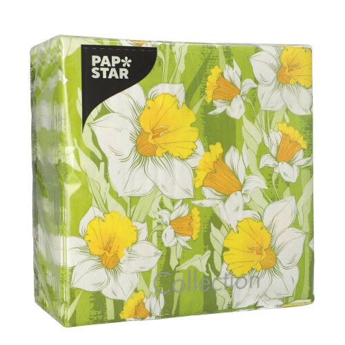 100 Servietten, 3-lagig 1/4-Falz 33 cm x 33 cm "Narciso"