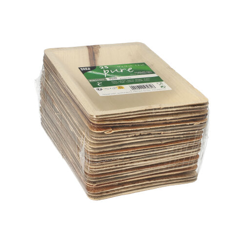 25 Teller Palmblatt "pure" eckig 3 cm x 17 cm x 12 cm natur