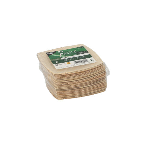 25 Teller, Palmblatt "pure" 10 cm x 10 cm natur "QUADRATO"
