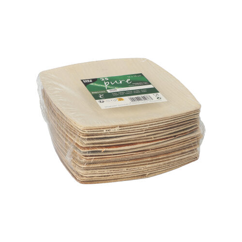 25 Teller, Palmblatt "pure" 15 cm x 15 cm natur "QUADRATO"