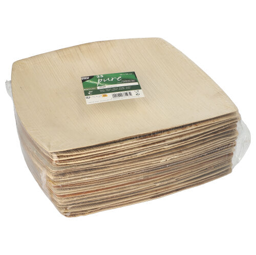 25 Teller, Palmblatt "pure" 26 cm x 26 cm natur "QUADRATO"