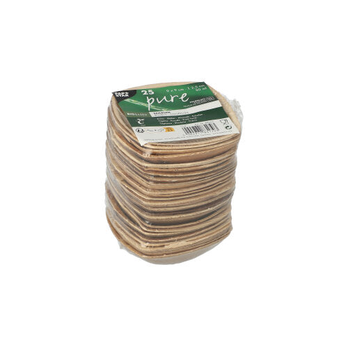 25 Schalen Palmblatt "pure" 50 ml 2,5 cm x 9 cm x 9 cm natur "QUADRATO"