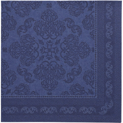50 Servietten "ROYAL Collection" 1/4-Falz 40 cm x 40 cm dunkelblau "Arabesque"